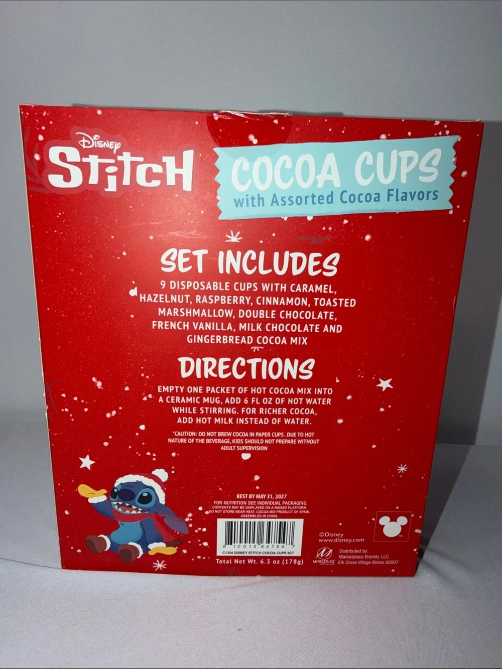 Disney Multicolor Cocoa Cups Set of 9 with Stitch Holiday Designs